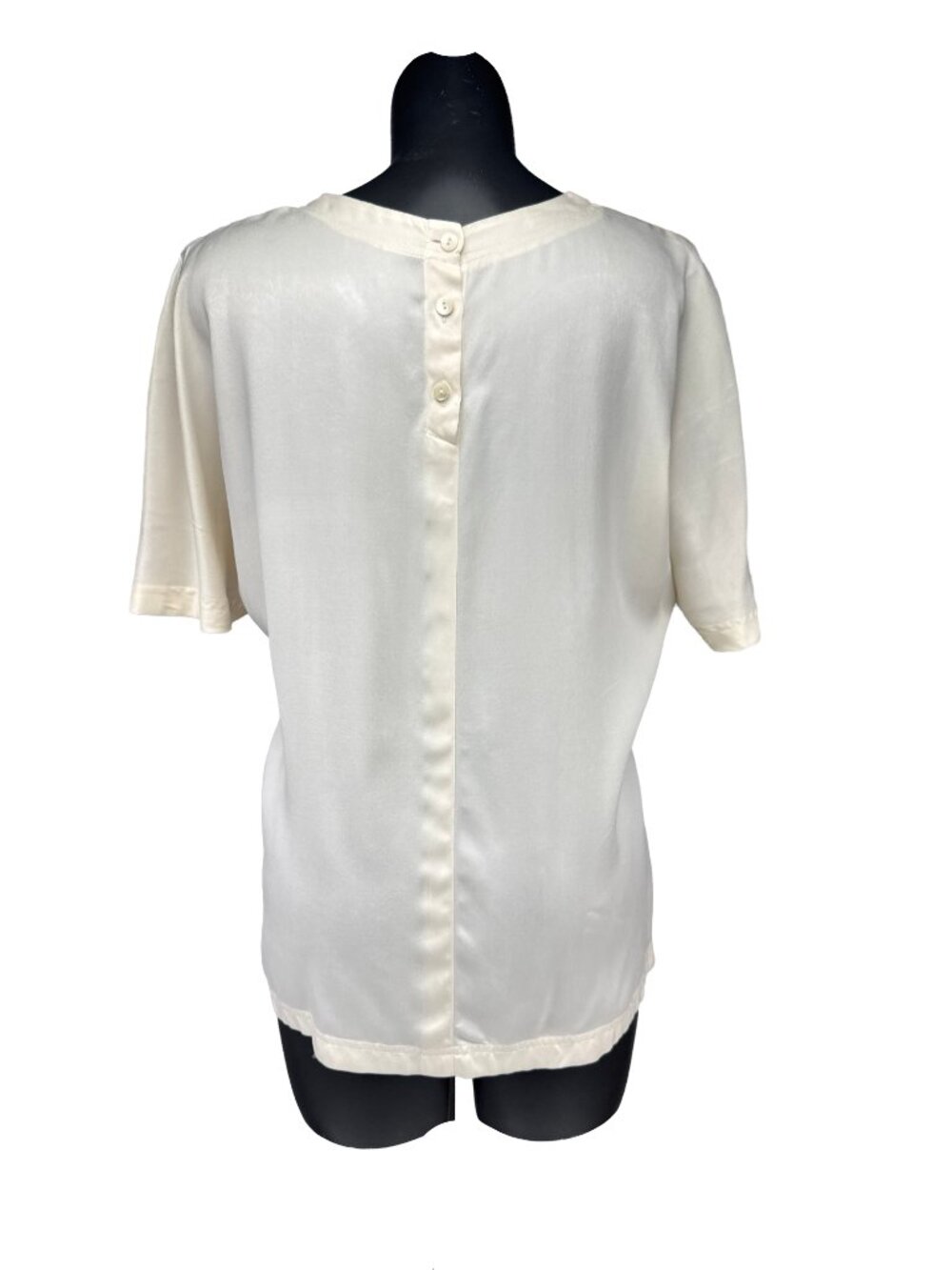 JOBIS Embroidered 100% Silk Ivory Button Back‎ Top Blouse Size EU 40 US 8-10 - Picture 2 of 8